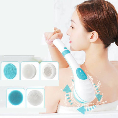New 5 In 1 Electric Bath Brush Handheld Household Waterproof Rechargeable Massage Body Brush Long Handle Back Rubbing Artifact